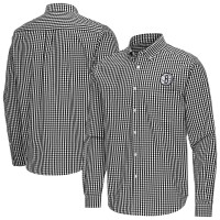 Brooklyn Nets Antigua Black Ellis Woven Tri-Blend Button-Down Shirt