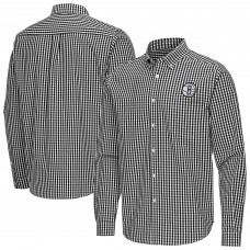 Brooklyn Nets Antigua Black Ellis Woven Tri-Blend Button-Down Shirt