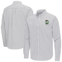 Boston Celtics Antigua Gray Ellis Woven Tri-Blend Button-Down Shirt