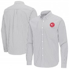 Atlanta Hawks Antigua Gray Ellis Woven Tri-Blend Button-Down Shirt