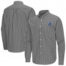 Charlotte Hornets Antigua Black Ellis Woven Tri-Blend Button-Down Shirt