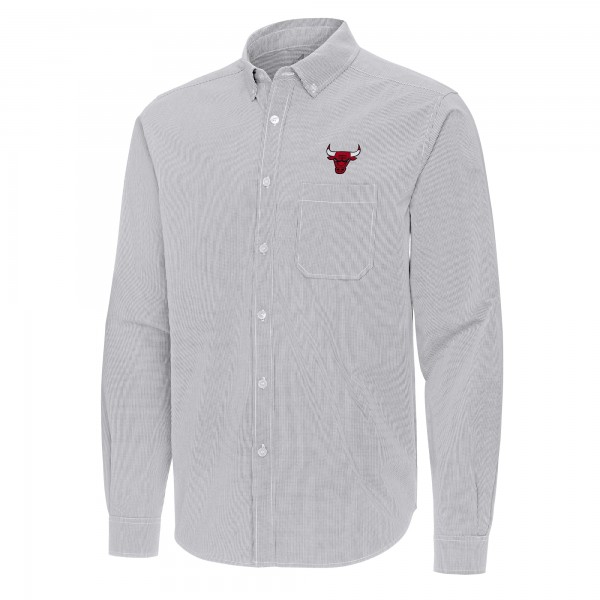 Chicago Bulls Antigua Gray Porter Woven Long Sleeve Button-Down Shirt