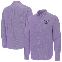 Charlotte Hornets Antigua Purple Porter Woven Long Sleeve Button-Down Shirt