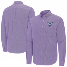 Charlotte Hornets Antigua Purple Porter Woven Long Sleeve Button-Down Shirt