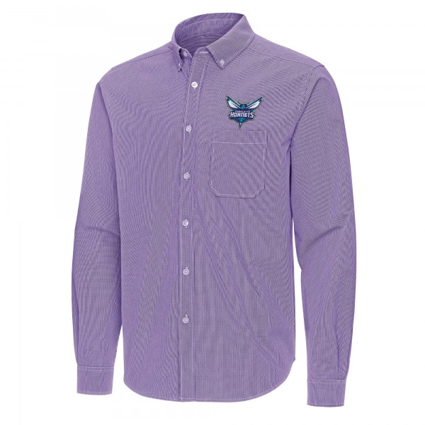 Charlotte Hornets Antigua Purple Porter Woven Long Sleeve Button-Down Shirt