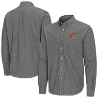 Cleveland Cavaliers Antigua Black Porter Woven Long Sleeve Button-Down Shirt