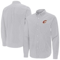 Cleveland Cavaliers Antigua Gray Porter Woven Long Sleeve Button-Down Shirt