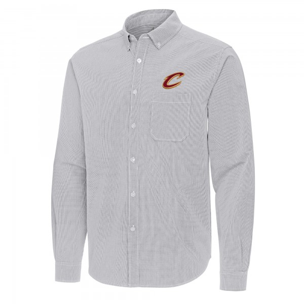 Cleveland Cavaliers Antigua Gray Porter Woven Long Sleeve Button-Down Shirt