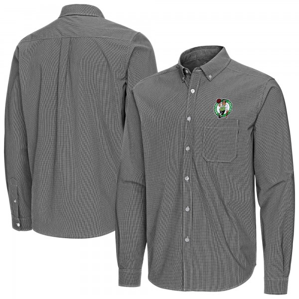 Boston Celtics Antigua Black Porter Woven Long Sleeve Button-Down Shirt
