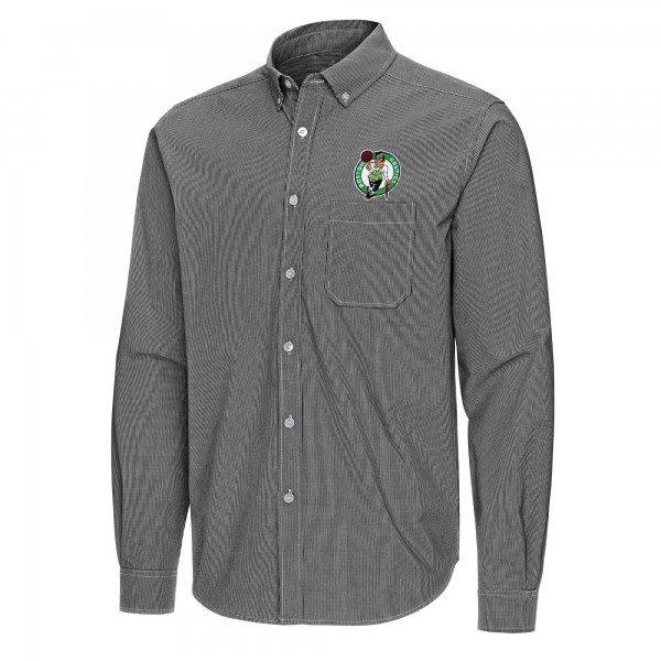 Boston Celtics Antigua Black Porter Woven Long Sleeve Button-Down Shirt