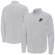 Indiana Pacers Antigua Gray Porter Woven Long Sleeve Button-Down Shirt