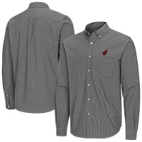 Miami Heat Antigua Black Porter Woven Long Sleeve Button-Down Shirt