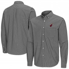Miami Heat Antigua Black Porter Woven Long Sleeve Button-Down Shirt