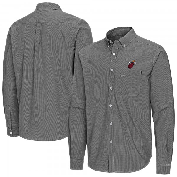 Miami Heat Antigua Black Porter Woven Long Sleeve Button-Down Shirt