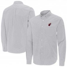 Miami Heat Antigua Gray Porter Woven Long Sleeve Button-Down Shirt