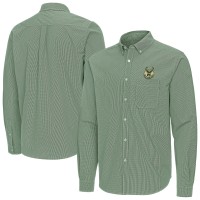 Milwaukee Bucks Antigua Hunter Green Porter Woven Long Sleeve Button-Down Shirt