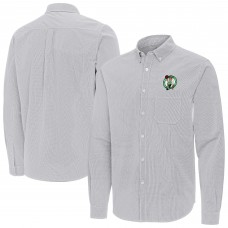 Boston Celtics Antigua Gray Porter Woven Long Sleeve Button-Down Shirt