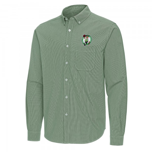 Boston Celtics Antigua Kelly Green Porter Woven Long Sleeve Button-Down Shirt