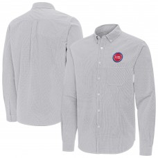 Detroit Pistons Antigua Gray Porter Woven Long Sleeve Button-Down Shirt
