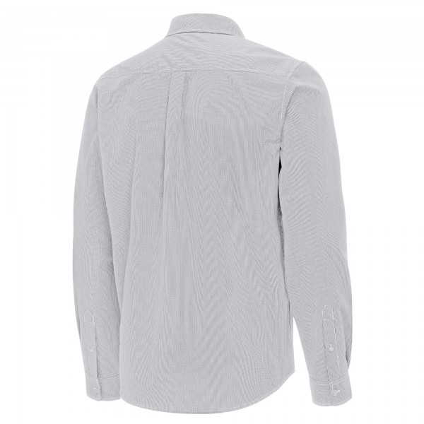 Brooklyn Nets Antigua Gray Porter Woven Long Sleeve Button-Down Shirt