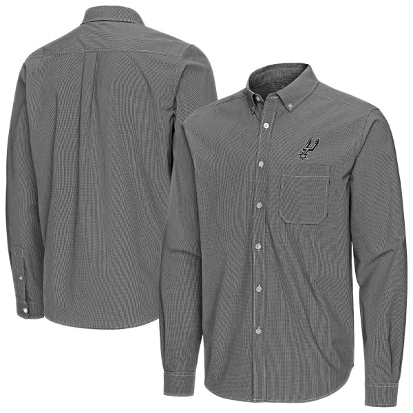 San Antonio Spurs Antigua Black Porter Woven Long Sleeve Button-Down Shirt