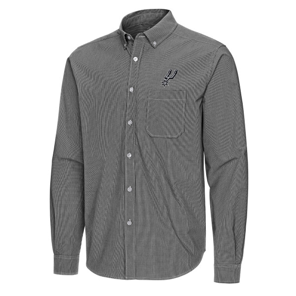 San Antonio Spurs Antigua Black Porter Woven Long Sleeve Button-Down Shirt