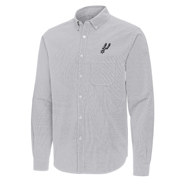 San Antonio Spurs Antigua Gray Porter Woven Long Sleeve Button-Down Shirt