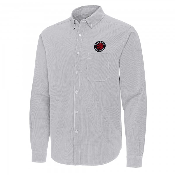 Toronto Raptors Antigua Gray Porter Woven Long Sleeve Button-Down Shirt