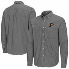 Indiana Pacers Antigua Black Porter Woven Long Sleeve Button-Down Shirt