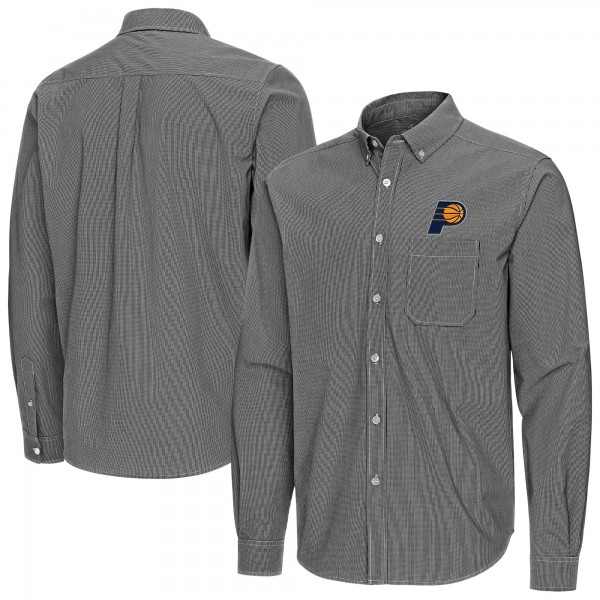 Indiana Pacers Antigua Black Porter Woven Long Sleeve Button-Down Shirt
