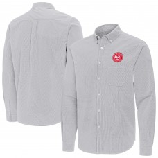 Atlanta Hawks Antigua Gray Porter Woven Long Sleeve Button-Down Shirt