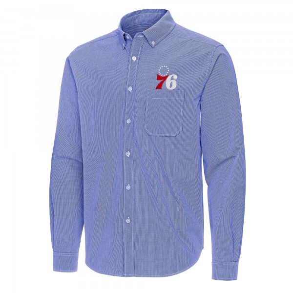 Philadelphia 76ers Antigua Royal Porter Woven Long Sleeve Button-Down Shirt