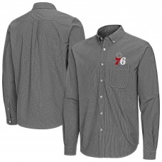 Philadelphia 76ers Antigua Black Porter Woven Long Sleeve Button-Down Shirt