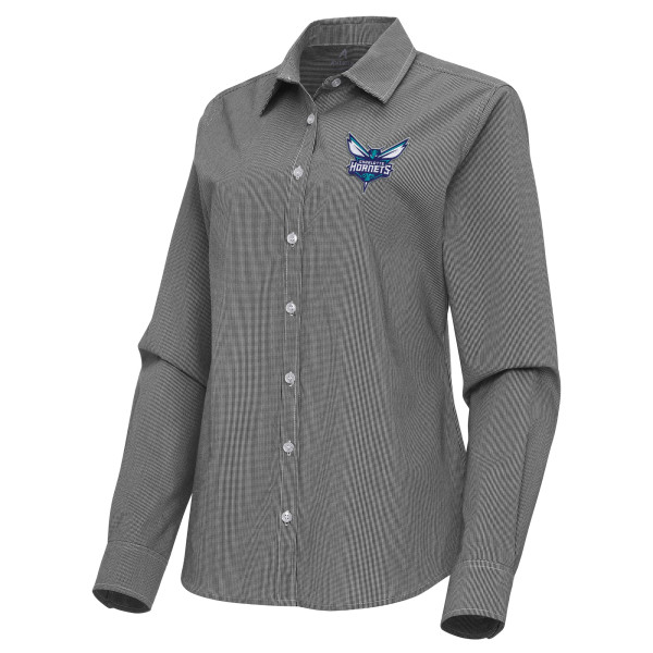 Женская рубашка с длинным рукавом Charlotte Hornets Antigua Black Porter Woven