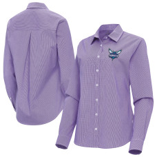 Женская рубашка с длинным рукавом Charlotte Hornets Antigua Purple Porter Woven