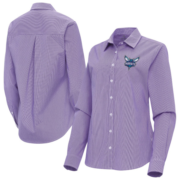 Женская рубашка с длинным рукавом Charlotte Hornets Antigua Purple Porter Woven
