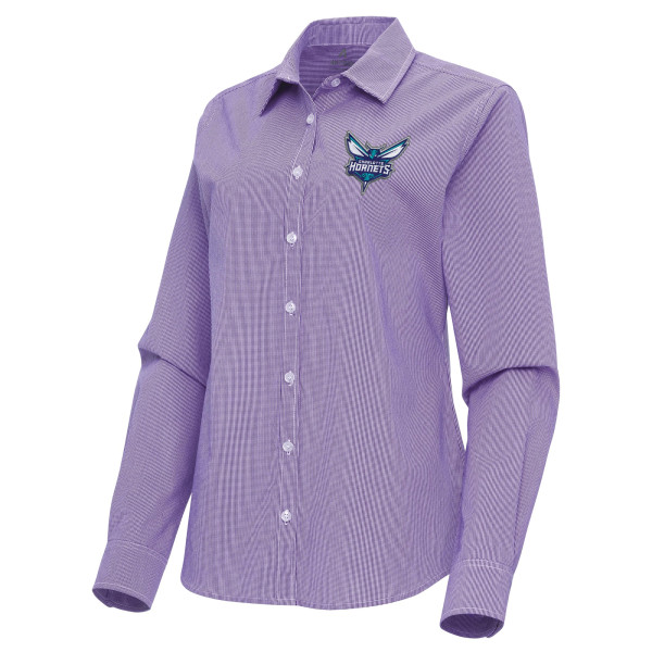 Женская рубашка с длинным рукавом Charlotte Hornets Antigua Purple Porter Woven