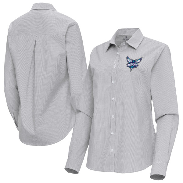Женская рубашка с длинным рукавом Charlotte Hornets Antigua Gray Porter Woven