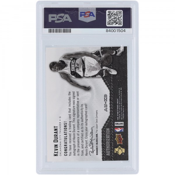 Kevin Durant Oklahoma City Thunder Autographed 2008-09 Upper Deck SP Rookie Threads Authorization #AU-KD PSA Authenticated 9 Rookie Card