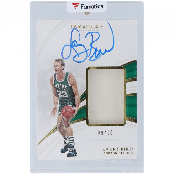 Larry Bird Boston Celtics Autographed 2018-19 Panini Immaculate Collection Game Used Sneaker Relic #SJ-LBD #9/10 Card