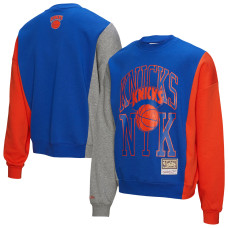 Свитшот Unisex New York Knicks Mitchell & Ness Blue Hardwood Classics Split 3 Pullover
