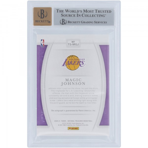 Magic Johnson Los Angeles Lakers Autographed 2020-21 Panini National Treasures Gold #TS-MGJ #3/10 BGS Authenticated 8.5/10 Card - 9,8.5,8.5,8.5 Subgrades