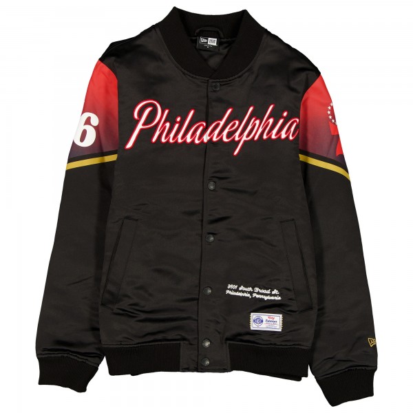 Куртка на кнопках Philadelphia 76ers New Era 2025/26 City Edition Satin - Black