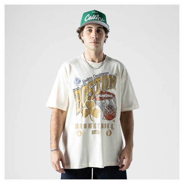 Boston Celtics New Era Cream Oversized City Edition Remix Vintage T-Shirt