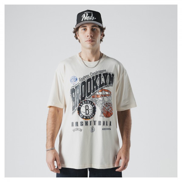 Brooklyn Nets New Era Cream Oversized City Edition Remix Vintage T-Shirt