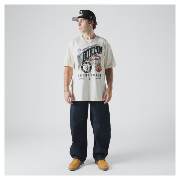 Brooklyn Nets New Era Cream Oversized City Edition Remix Vintage T-Shirt