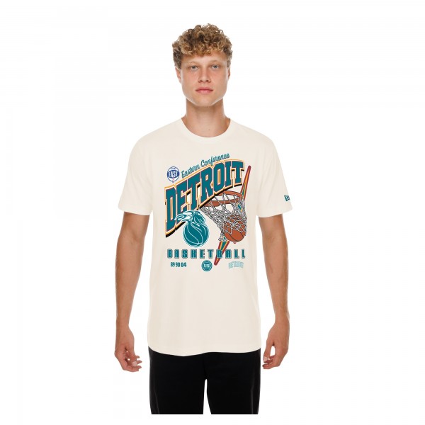 Detroit Pistons New Era Cream Oversized City Edition Remix Vintage T-Shirt