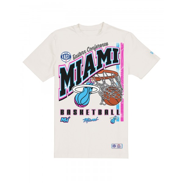 Miami Heat New Era Cream Oversized City Edition Remix Vintage T-Shirt
