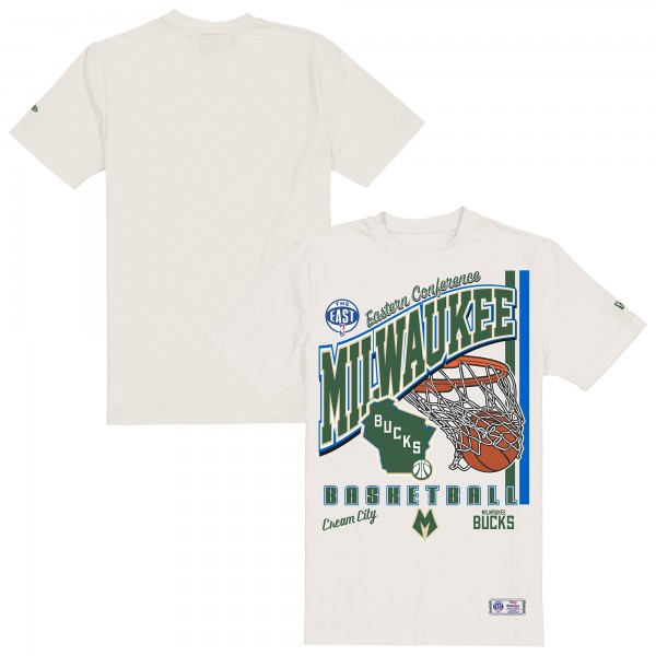 Milwaukee Bucks New Era Cream Oversized City Edition Remix Vintage T-Shirt