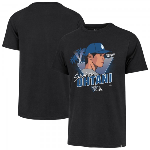 Los Angeles Dodgers Shohei Ohtani 47 Black Player Caricature Franklin T-Shirt